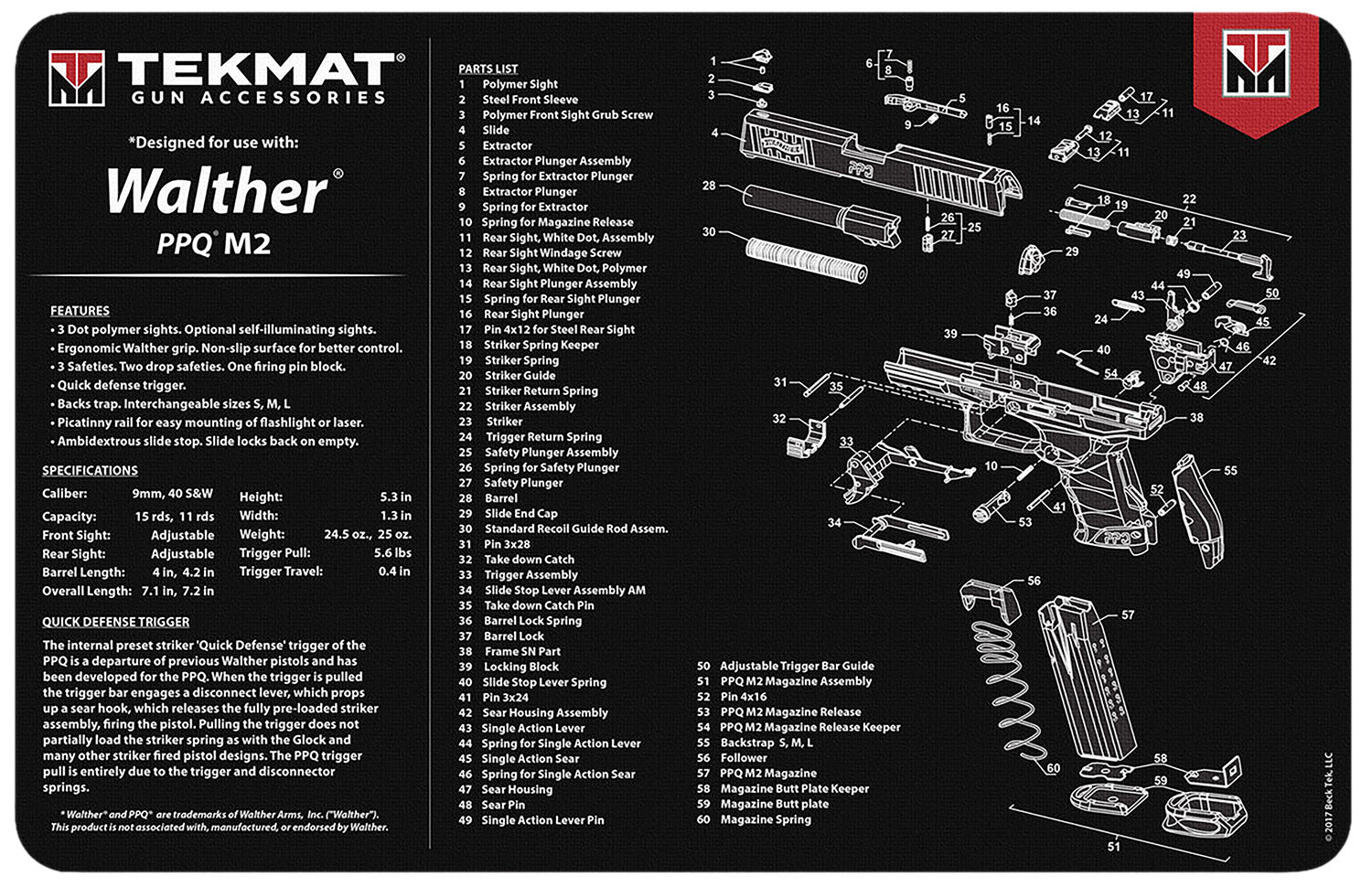 TEKMAT TEK-R17-WAL-PPQ-M2    17X11 WAL PPQ MOD2
