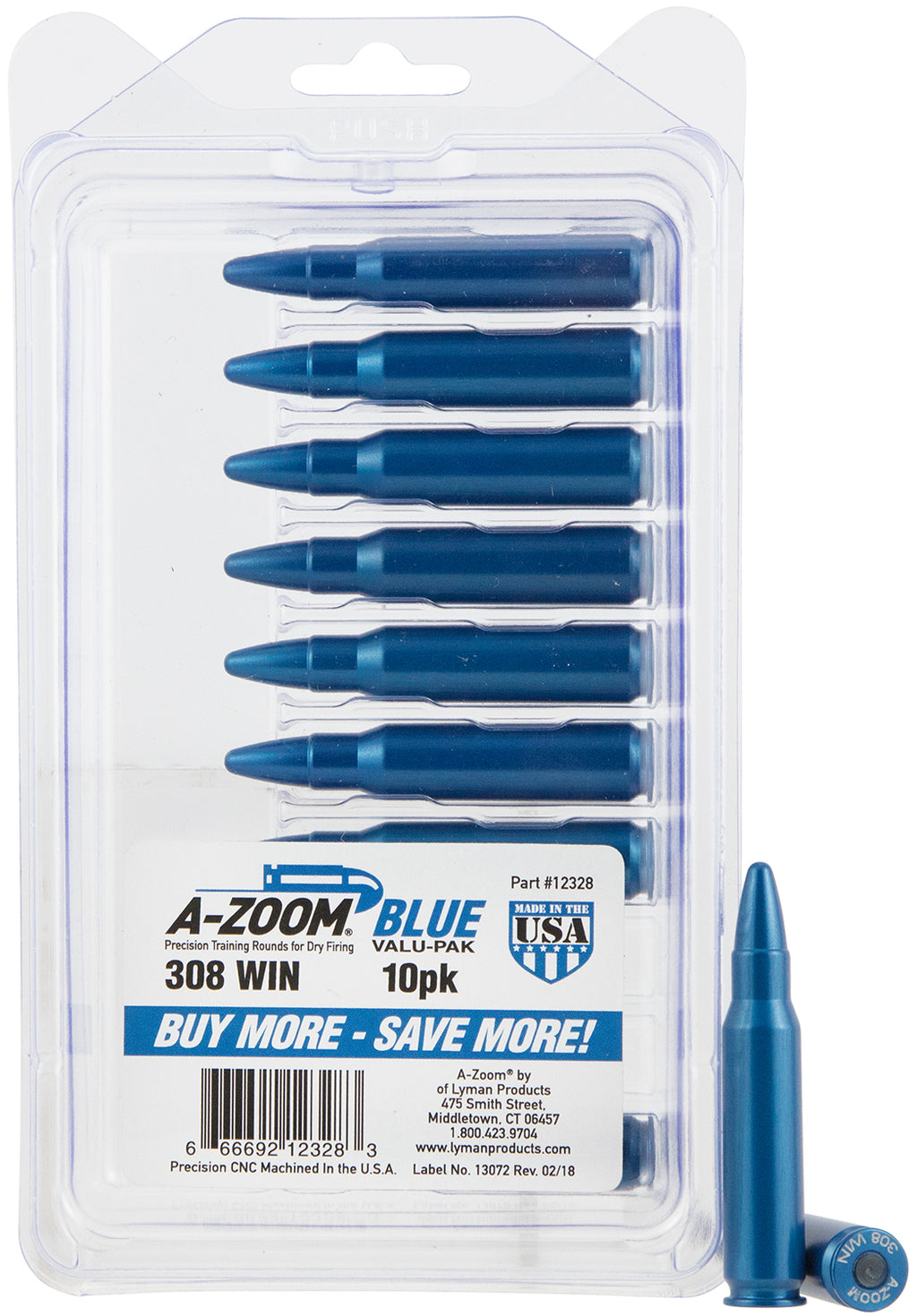 AZOOM 12328      BLUE SNAP CAPS 308WIN        10PK