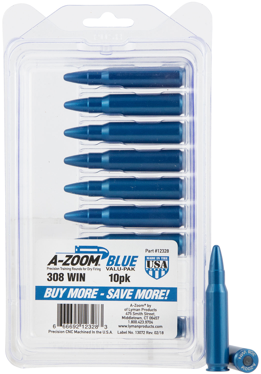 AZOOM 12328      BLUE SNAP CAPS 308WIN        10PK