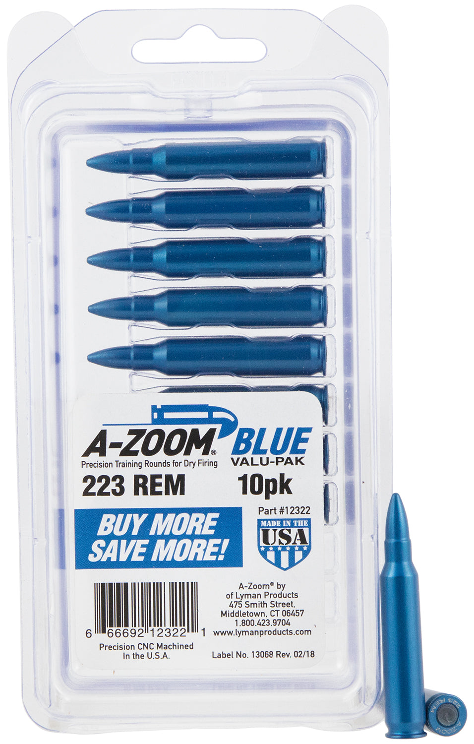AZOOM 12322      BLUE SNAP CAPS 223           10PK