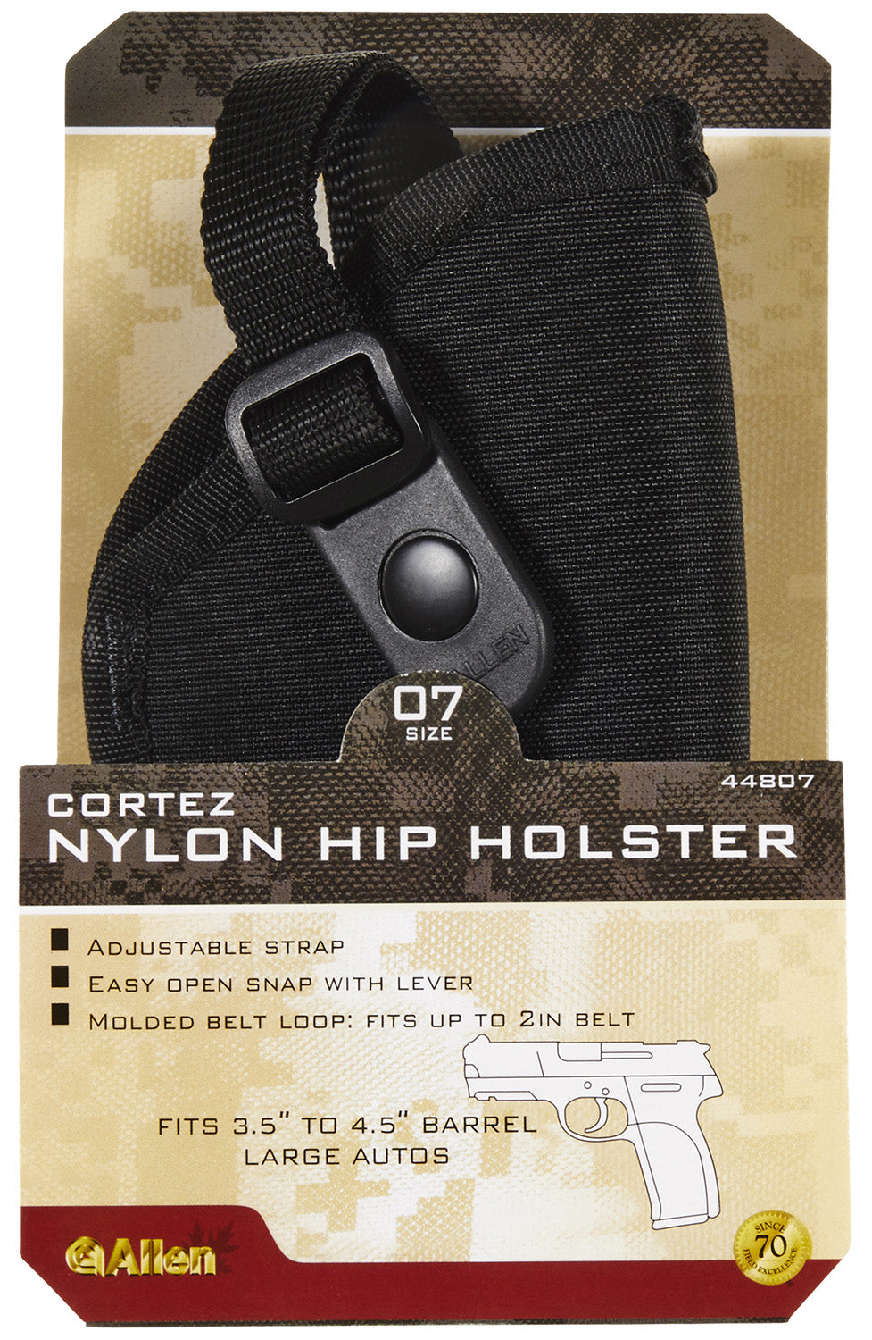 ALLEN 44807  HOLSTER PISTOL CORTEZ NYL  SZ 7  BLK
