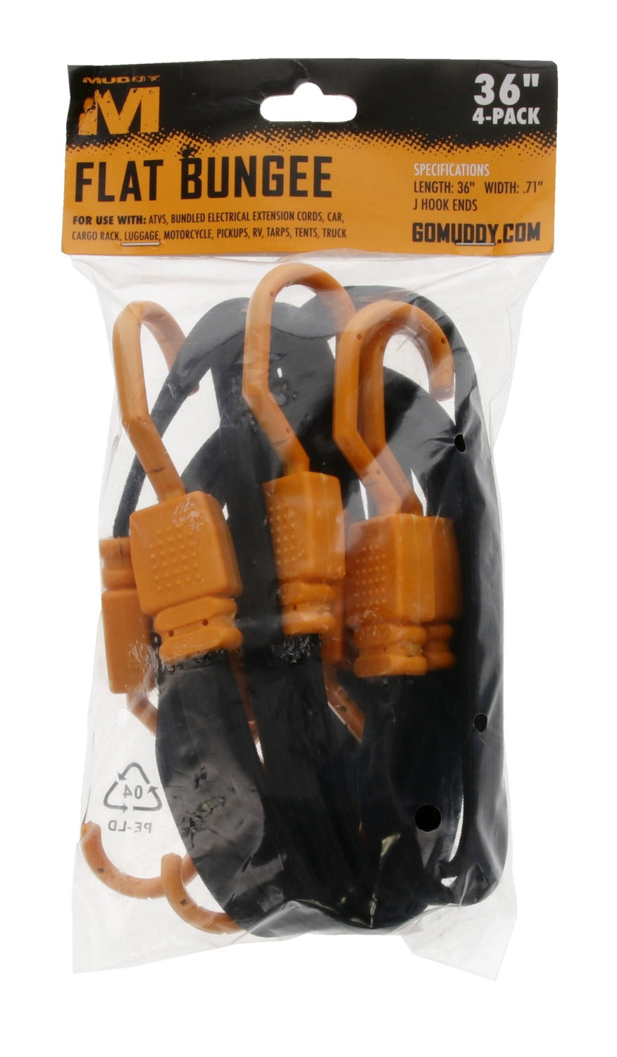 MUDDY MUD-BNG36-4PK   36" FLAT BUNGEE 1"WIDTH
