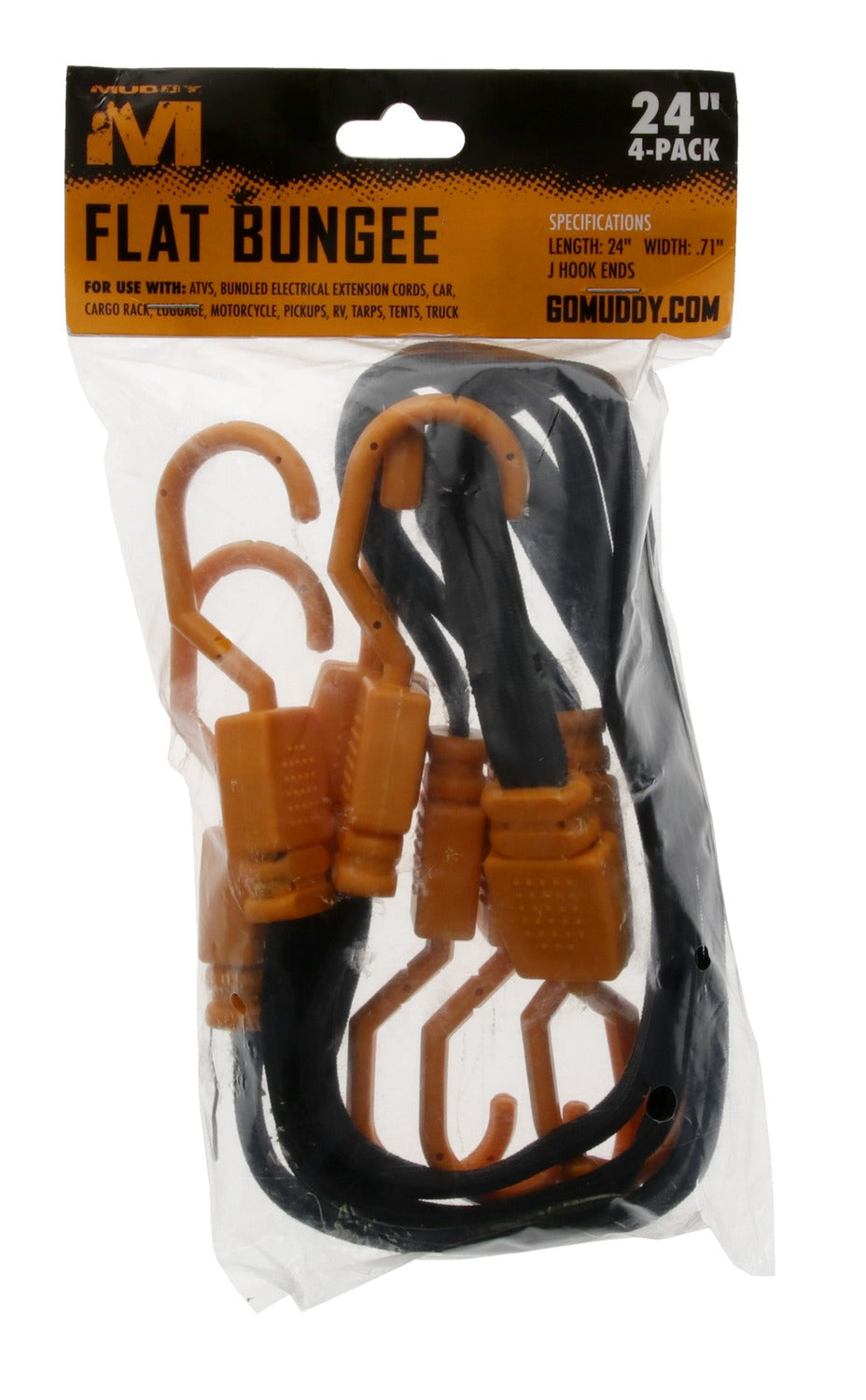 MUDDY MUD-BNG24-4PK   24" FLAT BUNGEE 1"WIDTH