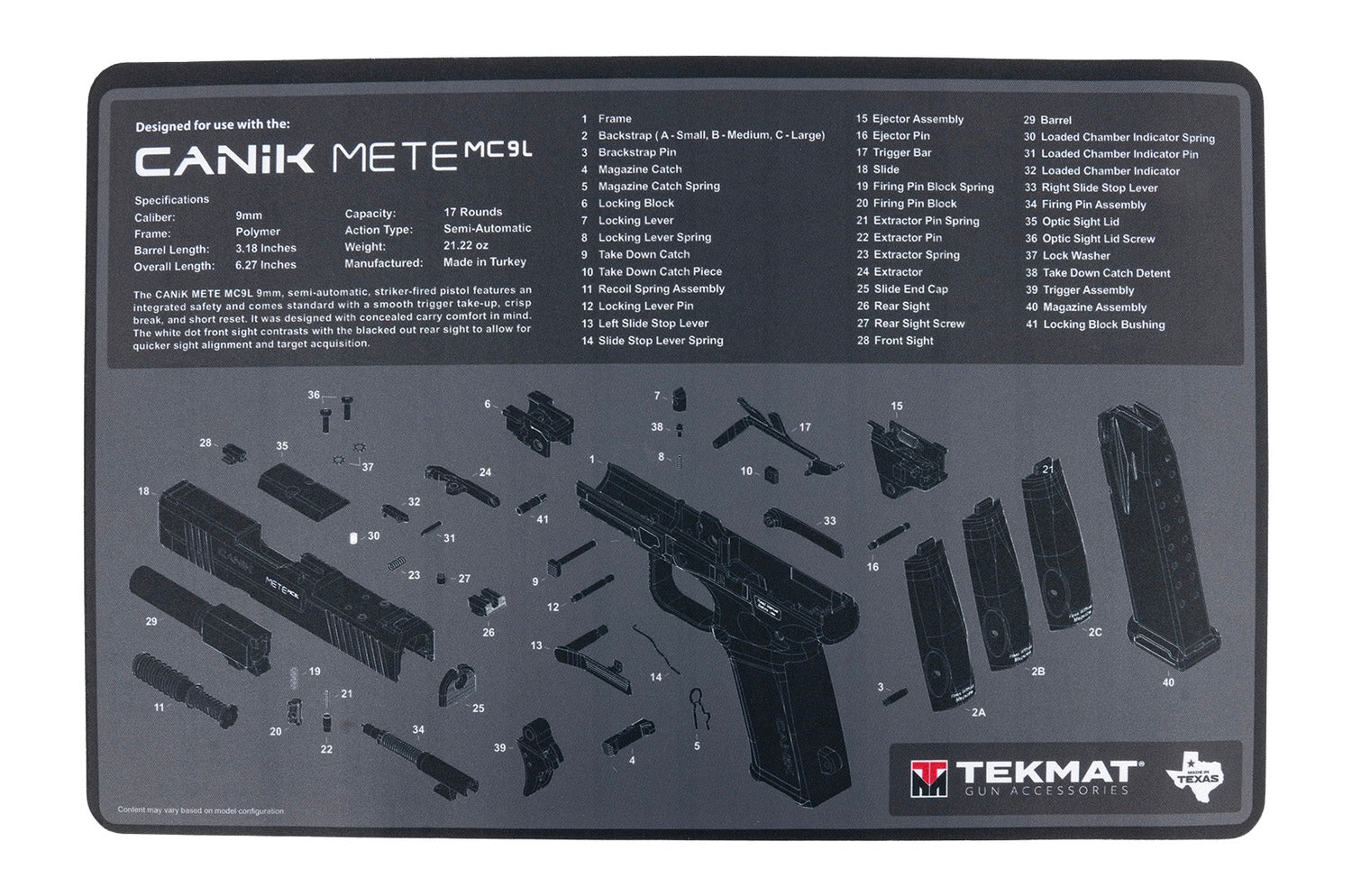 TEKMAT TEK-R17-CANIK-MC9L   17X11 CANIK MC9L