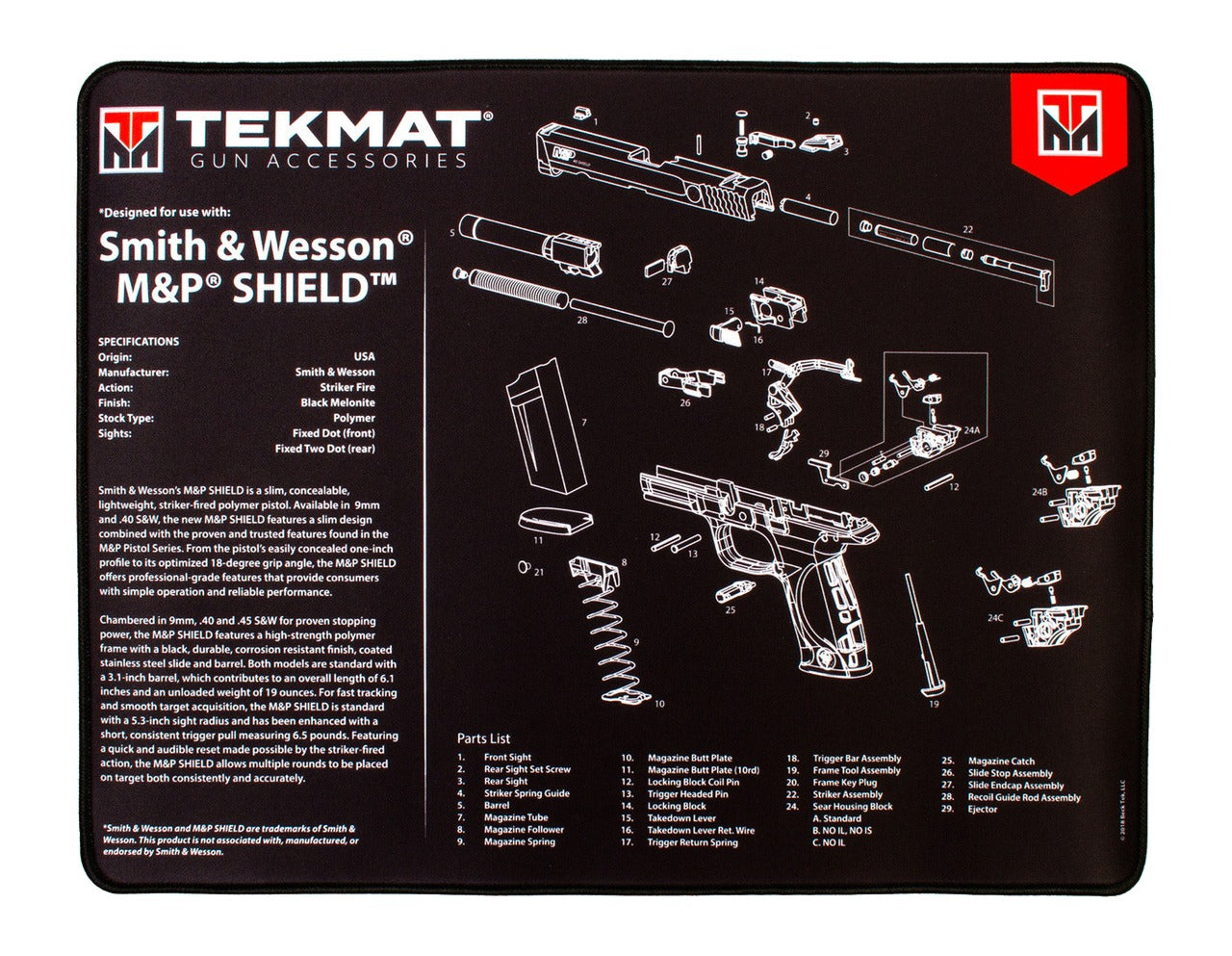 TEKMAT TEK-R20-SW-MP-SHIELD 20X15 ULTRA GLK S&amp;WSHL