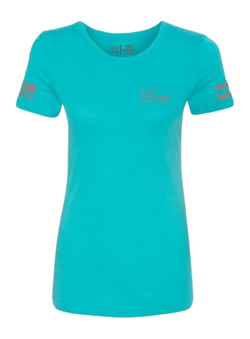 GLK AP96443 GLOCK GIRL FLAG TEE S   TEAL